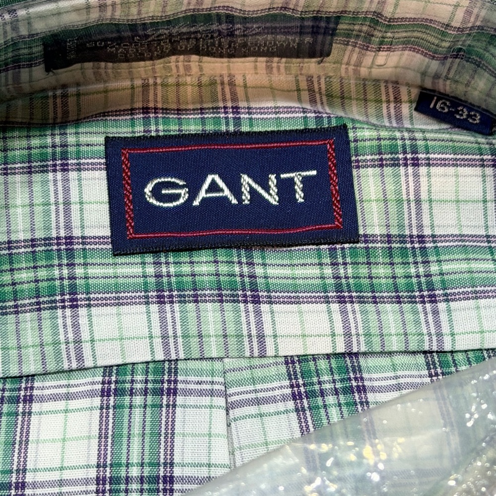 GANT Teal Plaid Blazers Oxford Button Down Shirt Size 16/33 NWT Deadstock